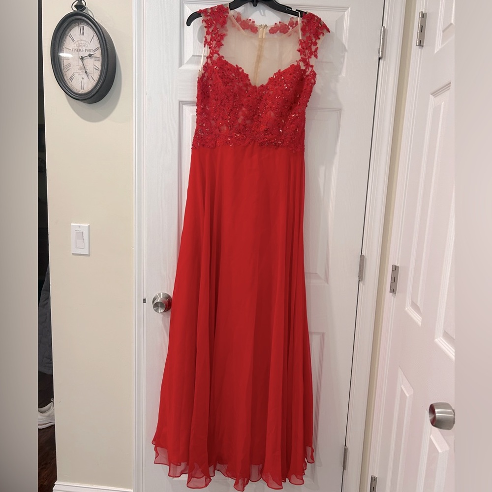 Aspeed Red Lace Gem Prom Dress Large